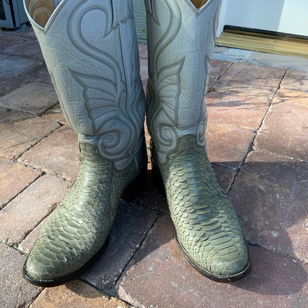 Snake skin boots.